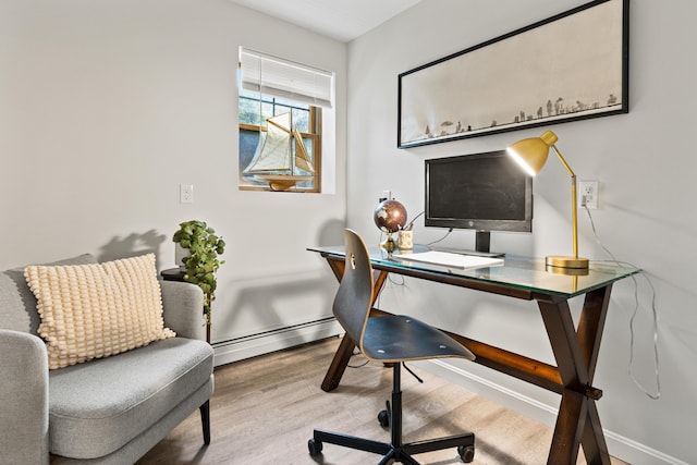 16 Guilford Ct Unit B1, Portland, ME 04101 - home office with a baseboard radiator and wood finished floors