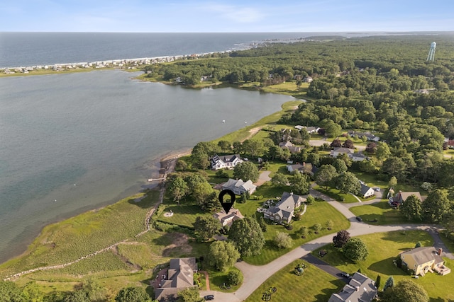 22 Channel Cove Ln, Biddeford, ME 04005 - aerial view of property and surrounding area with a large body of water and a heavily wooded area