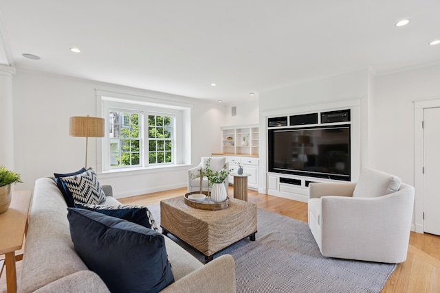 22 Channel Cove Ln, Biddeford, ME 04005 - living room with recessed lighting, light wood finished floors, and ornamental molding