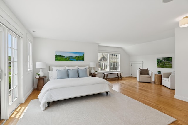 22 Channel Cove Ln, Biddeford, ME 04005 - bedroom featuring light wood-style flooring and vaulted ceiling