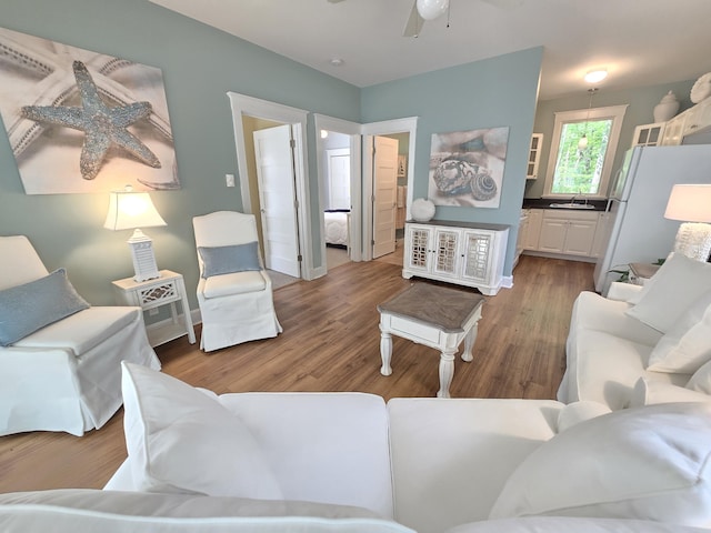 1 Old County Rd Unit 140, Wells, ME 04090 - living area with ceiling fan and wood finished floors