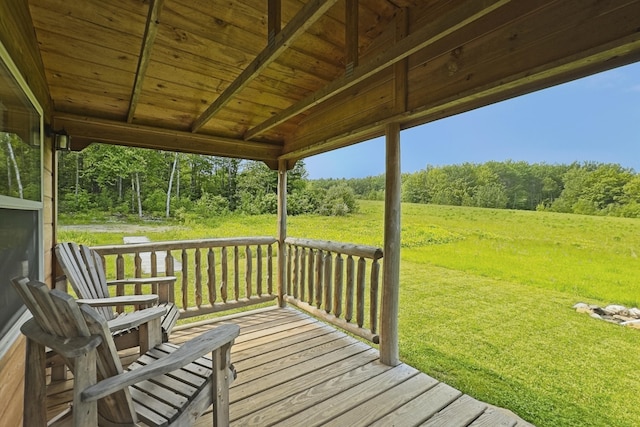 1535 Bailey Rd, Knox, ME 04986 - deck featuring a yard and a wooded view