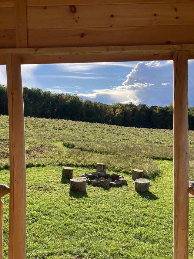 1535 Bailey Rd, Knox, ME 04986 - view of grassy yard with a fire pit