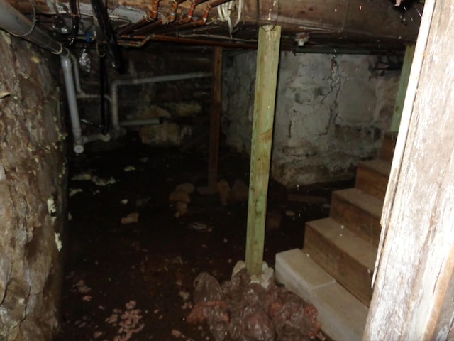 1089 Maplewood Rd, Newfield, ME 04095 - below grade area featuring stairs
