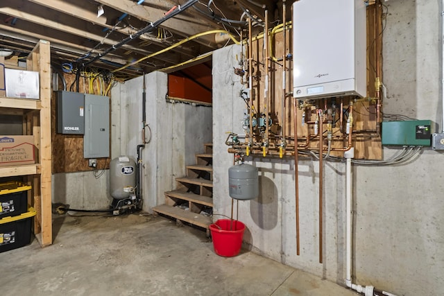 47 Double M Ln, Woolwich, ME 04579 - utility room featuring water heater and electric panel