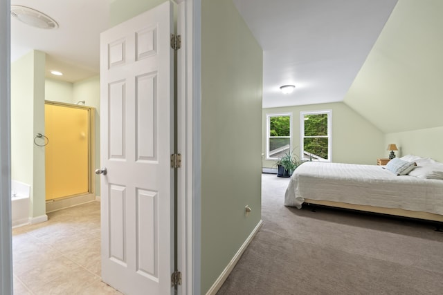 47 Double M Ln, Woolwich, ME 04579 - bedroom featuring lofted ceiling and light tile patterned flooring