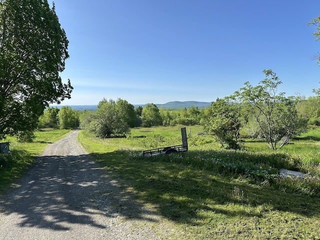 396 Smyrna Town Line Rd, Smyrna, ME 04780 - view of dirt / gravel road with a view of rural / pastoral area and a mountain view