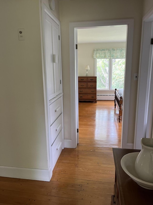 241 Bristol Rd, Damariscotta, ME 04543 - hall featuring light wood-type flooring and a baseboard radiator