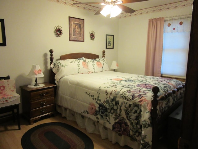 242 Newport Rd, Corinna, ME 04928 - bedroom featuring light wood finished floors and ceiling fan