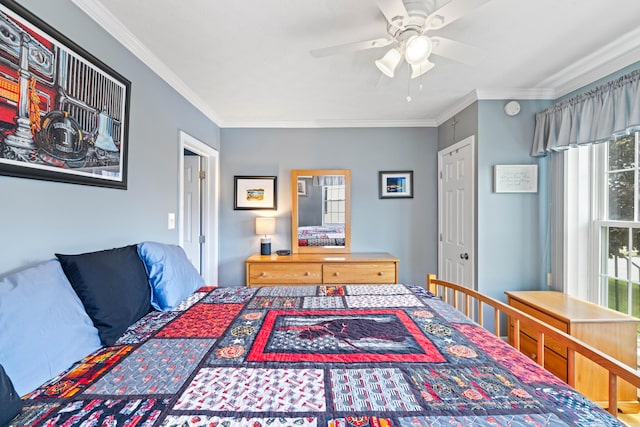 25 Harding St, Biddeford, ME 04005 - bedroom featuring crown molding and ceiling fan