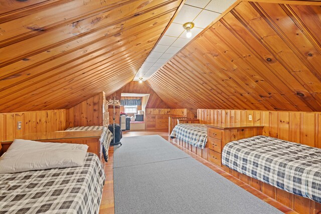 25 Harding St, Biddeford, ME 04005 - bedroom with wooden walls and lofted ceiling