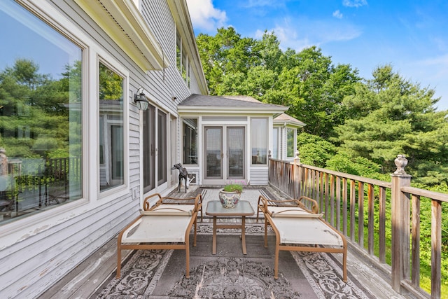 33 Lakeview Ln, Harrison, ME 04040 - wooden terrace featuring a sunroom