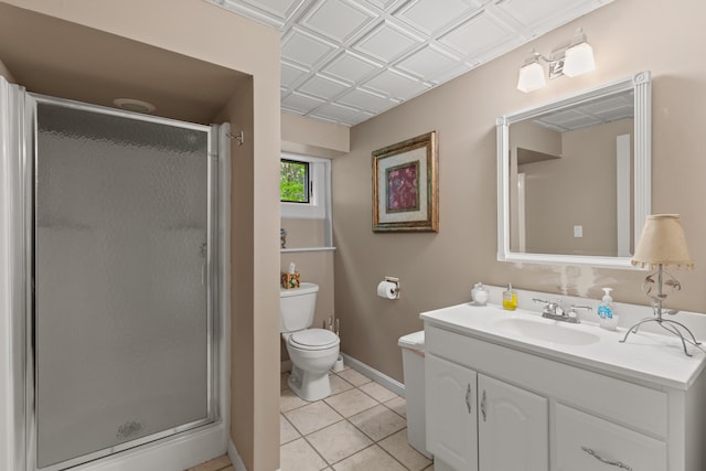 33 Lakeview Ln, Harrison, ME 04040 - bathroom featuring vanity, a shower stall, and tile patterned floors