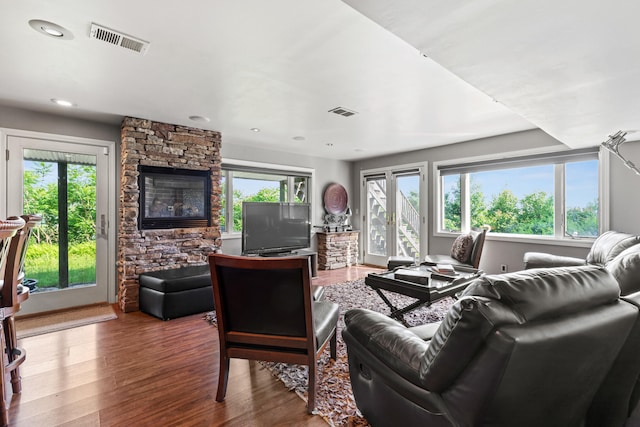 33 Lakeview Ln, Harrison, ME 04040 - living room featuring wood finished floors and recessed lighting
