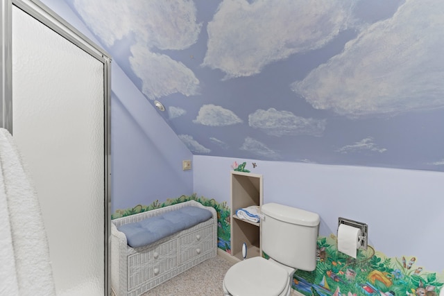 33 Lakeview Ln, Harrison, ME 04040 - bathroom featuring toilet and lofted ceiling