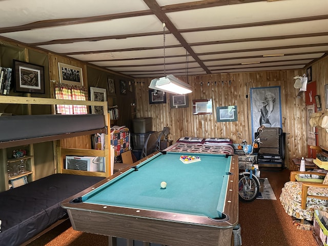 50 Forget Me Not Ln, Orient, ME 04471 - game room featuring billiards table and wooden walls