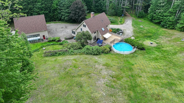 370 Center Conway Rd, Brownfield, ME 04010 - aerial view of property and surrounding area with a pool area and a forest