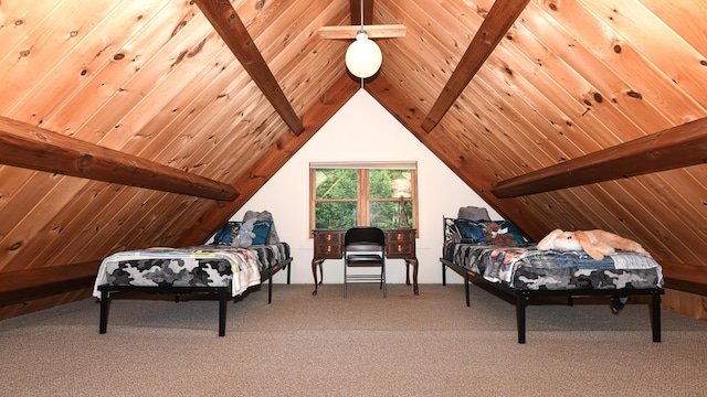 370 Center Conway Rd, Brownfield, ME 04010 - carpeted bedroom with wooden ceiling
