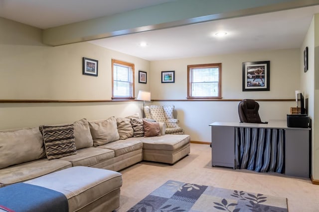 9 Kennebec Cir, Bath, ME 04530 - living room featuring light colored carpet and recessed lighting