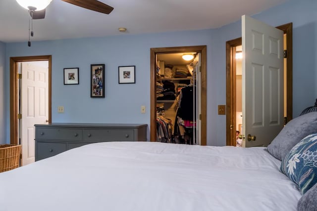 9 Kennebec Cir, Bath, ME 04530 - bedroom with a spacious closet, a closet, and a ceiling fan