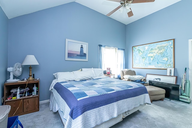 37 Paul St, York, ME 03909 - bedroom featuring carpet, vaulted ceiling, and ceiling fan
