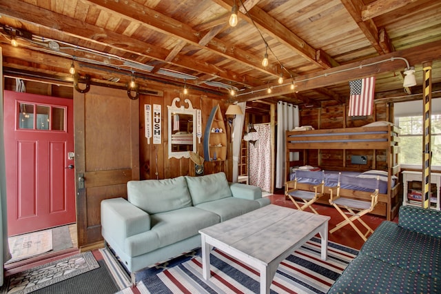 23 E Grand Ave, Scarborough, ME 04074 - living area featuring wood walls and wooden ceiling