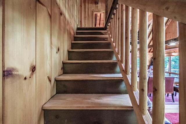 34 Alpine Shores Rd, Woodstock, ME 04219 - stairs with wood walls