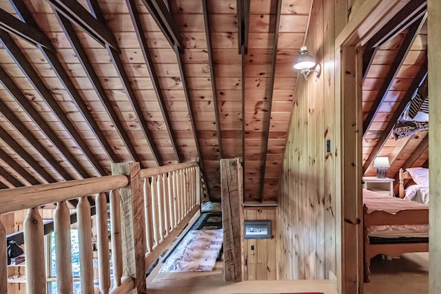 34 Alpine Shores Rd, Woodstock, ME 04219 - hall featuring wooden walls and wood ceiling