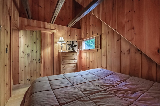 34 Alpine Shores Rd, Woodstock, ME 04219 - bedroom with wood walls and wood finished floors