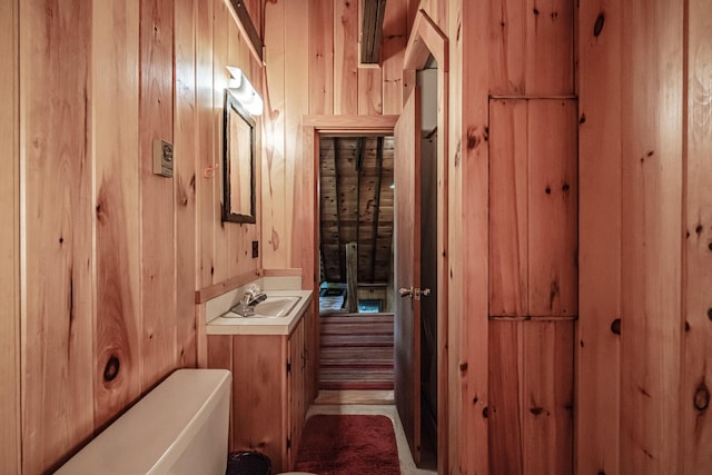 34 Alpine Shores Rd, Woodstock, ME 04219 - bathroom featuring vanity and wood walls