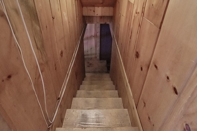 34 Alpine Shores Rd, Woodstock, ME 04219 - stairway featuring wooden walls