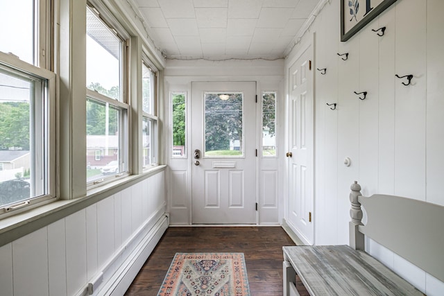 11 Dana Ave, Auburn, ME 04210 - doorway to outside with plenty of natural light, dark wood finished floors, and baseboard heating