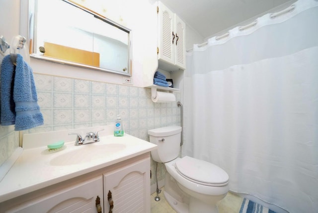 12 Davis Dr, Veazie, ME 04401 - full bathroom with vanity, tile walls, backsplash, and a shower with shower curtain