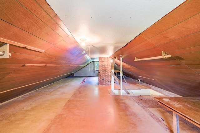 221 Lincolnville Ave, Belfast, ME 04915 - additional living space featuring vaulted ceiling and wooden walls