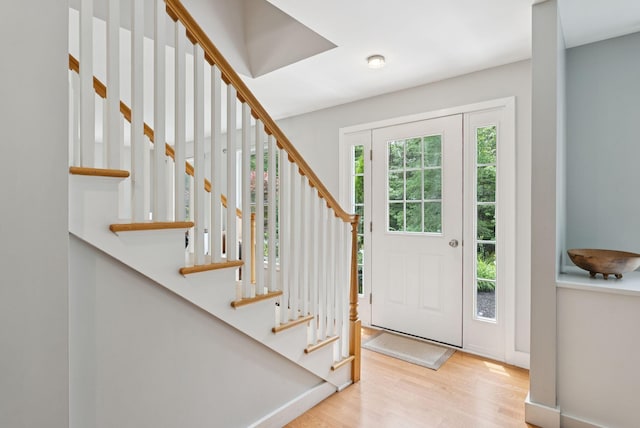 27 Libby Ln, Brunswick, ME 04011 - foyer with wood finished floors and stairs