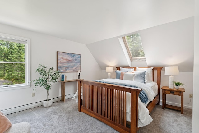 27 Libby Ln, Brunswick, ME 04011 - bedroom featuring a skylight, carpet flooring, and vaulted ceiling