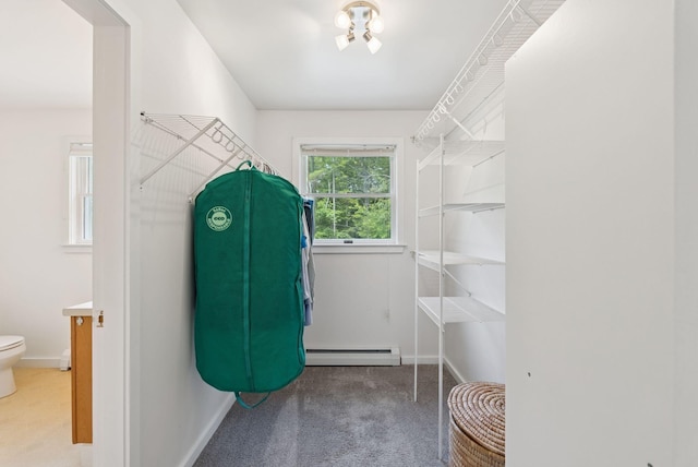 27 Libby Ln, Brunswick, ME 04011 - walk in closet featuring baseboard heating and carpet