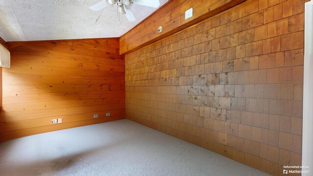 5 Wilson St, Lewiston, ME 04240 - unfurnished room featuring wood walls, a ceiling fan, and carpet floors
