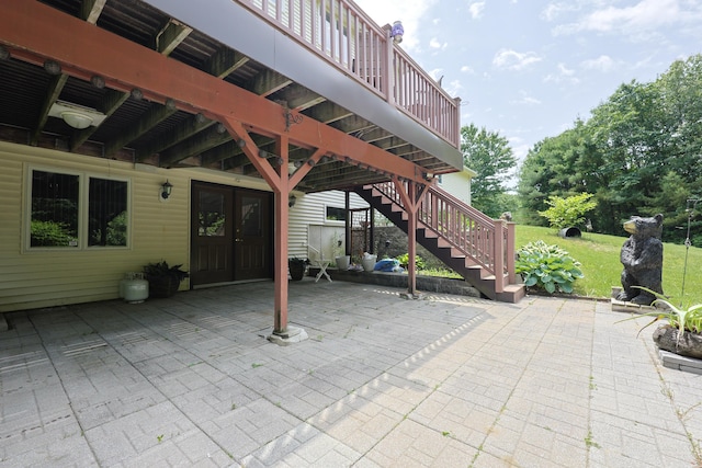 6 Grande Ave, Lewiston, ME 04240 - view of patio featuring stairs and french doors