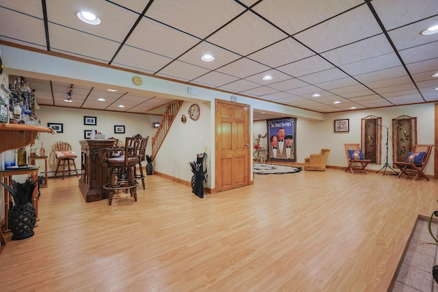 6 Grande Ave, Lewiston, ME 04240 - dining room featuring wood finished floors, a bar, baseboard heating, and recessed lighting