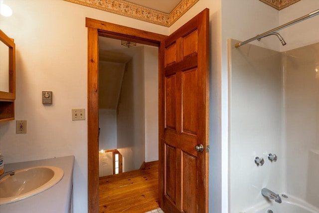 418 Buzzell Hill Rd, Hope, ME 04847 - bathroom with vanity and shower / bath combination
