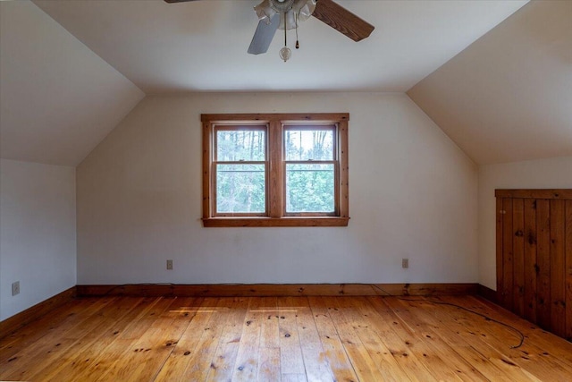 418 Buzzell Hill Rd, Hope, ME 04847 - additional living space with lofted ceiling, light wood-style floors, and ceiling fan