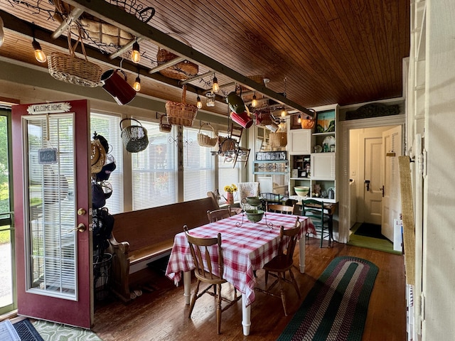 164 Lancey St, Pittsfield, ME 04967 - dining room with wood finished floors and wood ceiling