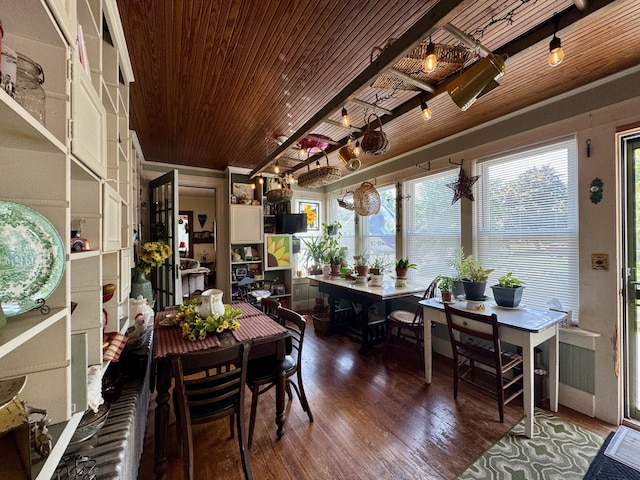 164 Lancey St, Pittsfield, ME 04967 - dining space with wood finished floors and wood ceiling