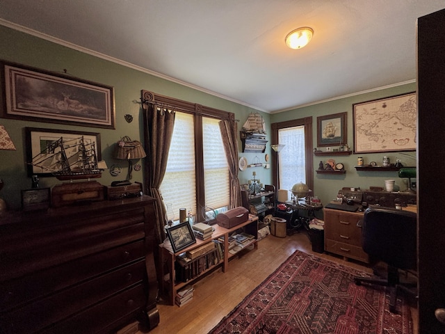164 Lancey St, Pittsfield, ME 04967 - office featuring dark wood-style flooring and ornamental molding
