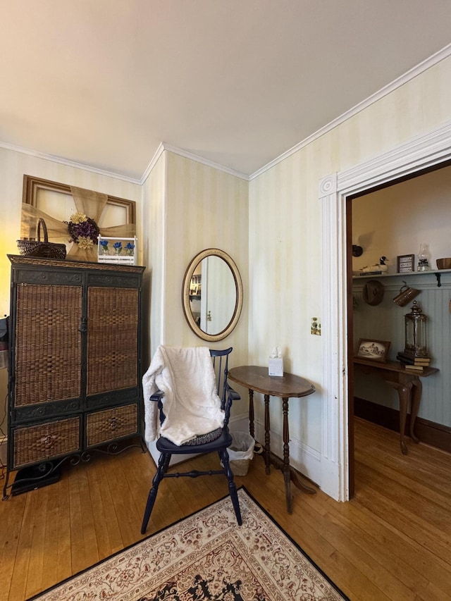 164 Lancey St, Pittsfield, ME 04967 - living area with wood-type flooring and ornamental molding