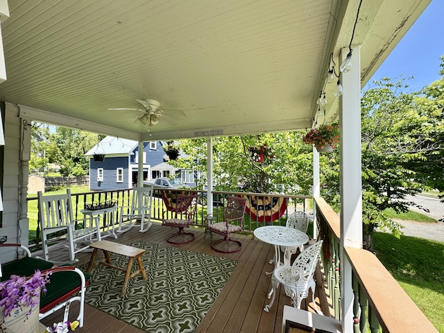 164 Lancey St, Pittsfield, ME 04967 - wooden terrace featuring a ceiling fan