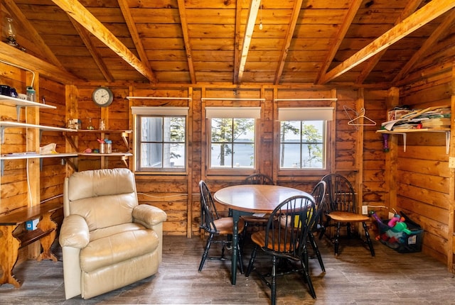 21 Jung Rd, East Machias, ME 04630 - dining area with wooden ceiling, wood finished floors, and wooden walls