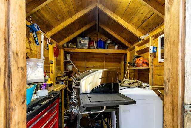 21 Jung Rd, East Machias, ME 04630 - washroom featuring wooden ceiling and wood walls
