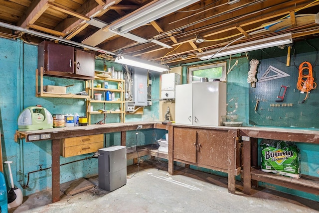 80 Merrymeeting Rd, Brunswick, ME 04011 - below grade area with a workshop area and electric panel